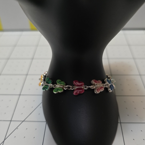 Colorful Sterling Silver Butterfly Charm Bracelet - Picture 3 of 10